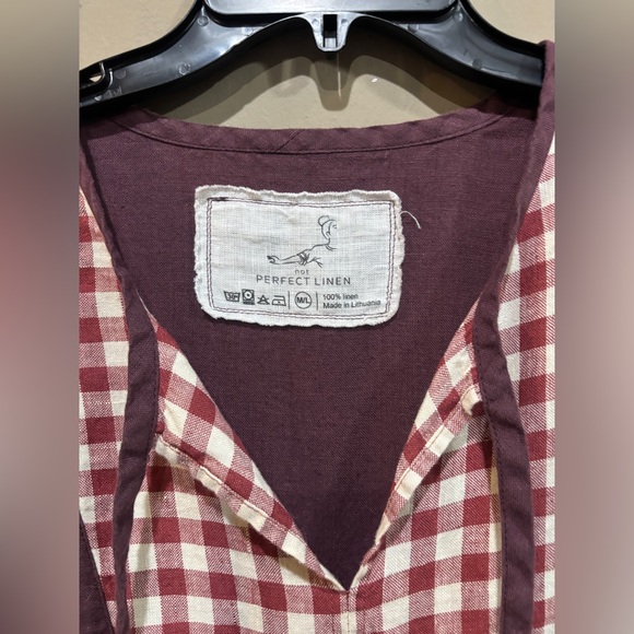 notPERFECTLINEN Oliva Midi Dress L Custom Grape Marsala Gingham - Picture 3 of 6